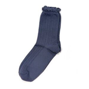 NWT Jane Ribbed Slate Blue Ruffle Crew Socks